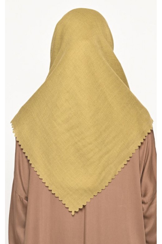 Hijab Segi 4 Voal Zaffron Lasercut Stupa Olive